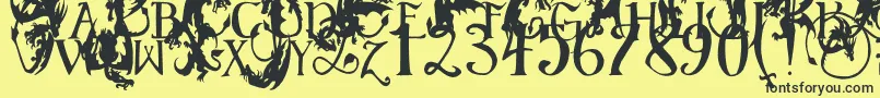 EgDragonCaps Font – Black Fonts on Yellow Background