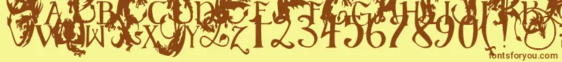 EgDragonCaps Font – Brown Fonts on Yellow Background