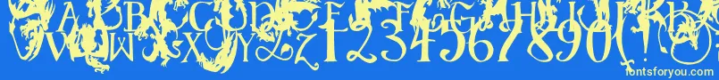 EgDragonCaps Font – Yellow Fonts on Blue Background