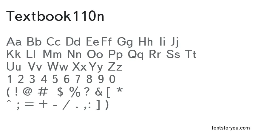 Textbook110n-fontti – aakkoset, numerot, erikoismerkit