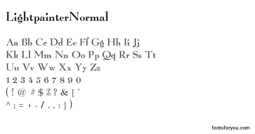 Шрифт LightpainterNormal – алфавит, цифры, специальные символы