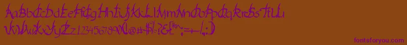 Yakap-Schriftart – Violette Schriften auf braunem Hintergrund