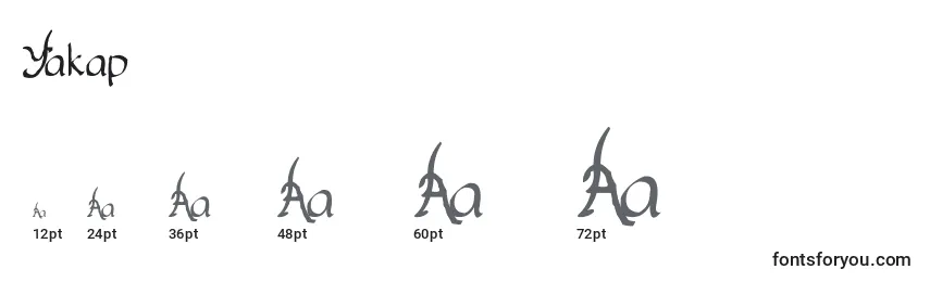 Größen der Schriftart Yakap