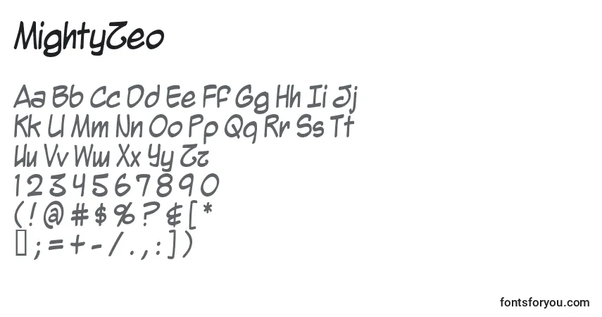 Fuente MightyZeo - alfabeto, números, caracteres especiales
