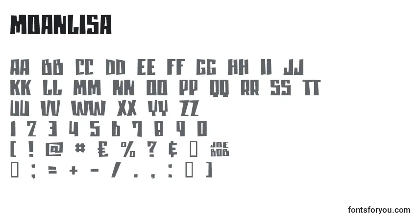 Schriftart Moanlisa – Alphabet, Zahlen, spezielle Symbole