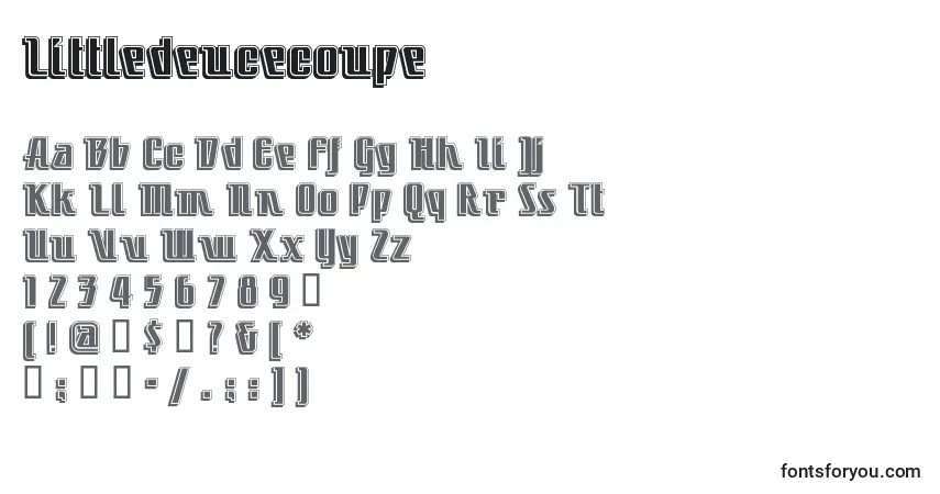 Schriftart Littledeucecoupe – Alphabet, Zahlen, spezielle Symbole