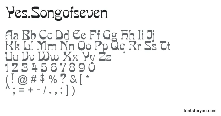 Yes.Songofseven-fontti – aakkoset, numerot, erikoismerkit