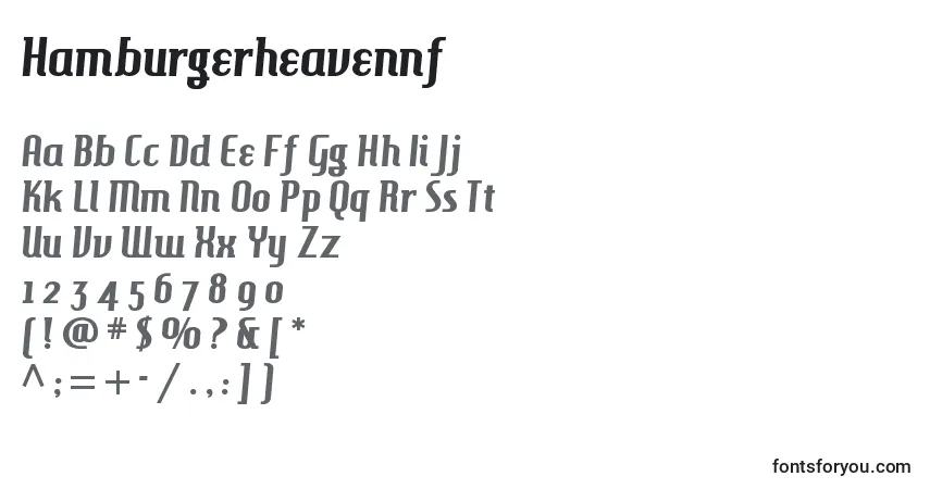 Hamburgerheavennf (107595)-fontti – aakkoset, numerot, erikoismerkit