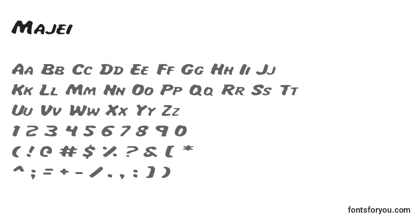 Schriftart Majei – Alphabet, Zahlen, spezielle Symbole