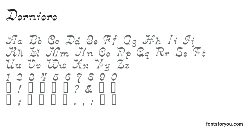 Шрифт Derniere – алфавит, цифры, специальные символы