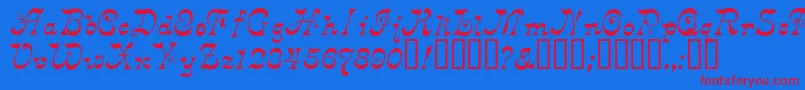 Fonte Derniere – fontes vermelhas em um fundo azul