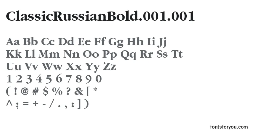 A fonte ClassicRussianBold.001.001 – alfabeto, números, caracteres especiais