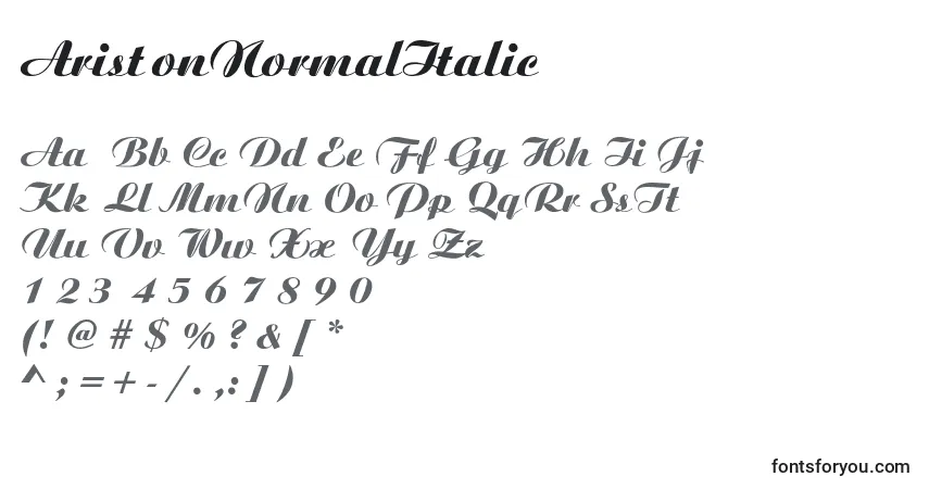 AristonNormalItalicフォント–アルファベット、数字、特殊文字