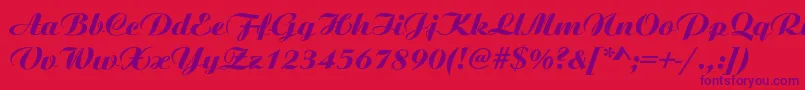 Czcionka AristonNormalItalic – fioletowe czcionki na czerwonym tle