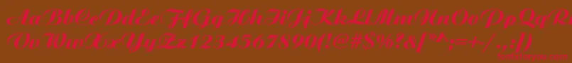 Fonte AristonNormalItalic – fontes vermelhas em um fundo marrom