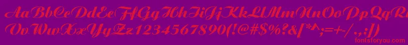 AristonNormalItalic-fontti – punaiset fontit violetilla taustalla