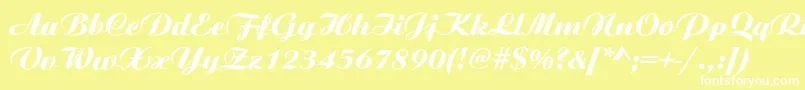 Шрифт AristonNormalItalic – белые шрифты на жёлтом фоне