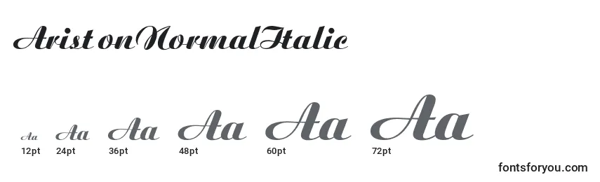 Размеры шрифта AristonNormalItalic