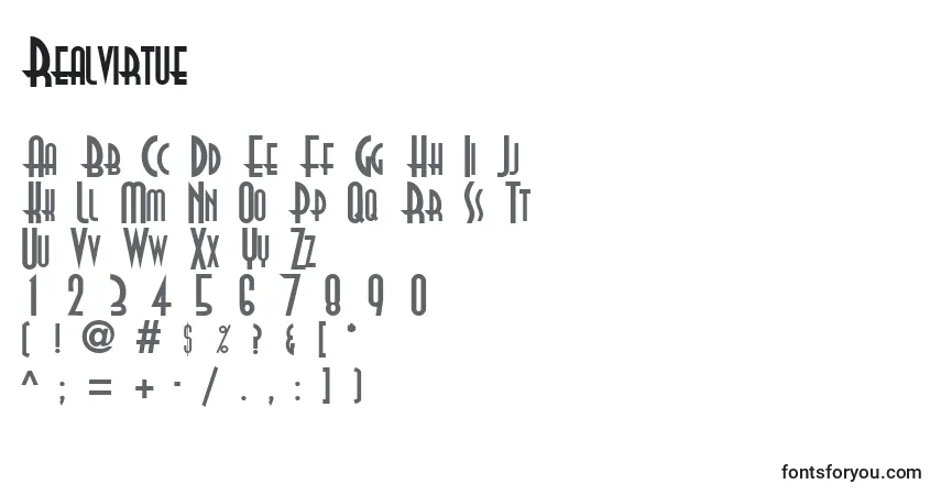 Шрифт Realvirtue – алфавит, цифры, специальные символы