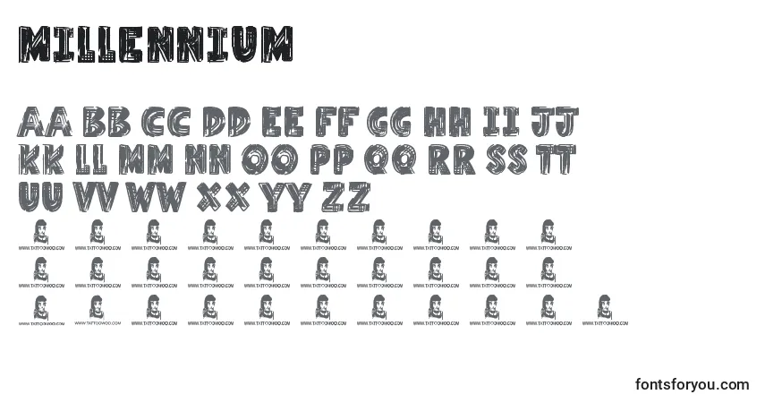 A fonte Millennium – alfabeto, números, caracteres especiais
