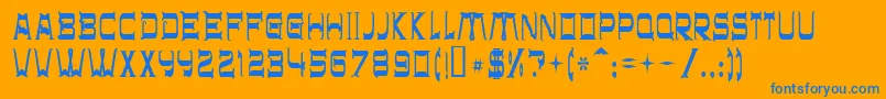 Chr32-Schriftart – Blaue Schriften auf orangefarbenem Hintergrund