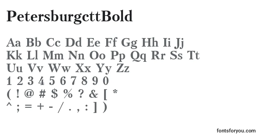 Schriftart PetersburgcttBold – Alphabet, Zahlen, spezielle Symbole
