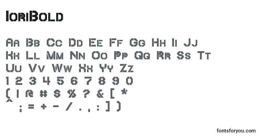 A fonte IoriBold – alfabeto, números, caracteres especiais