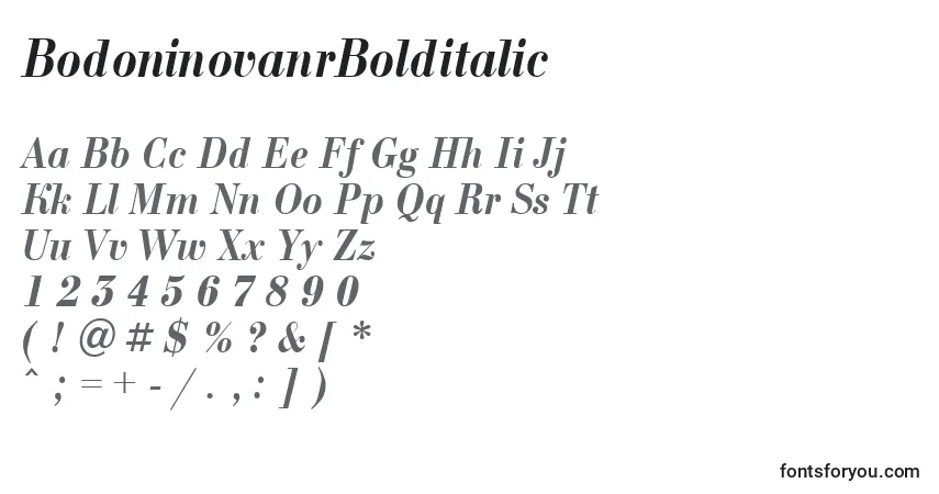 Schriftart BodoninovanrBolditalic – Alphabet, Zahlen, spezielle Symbole