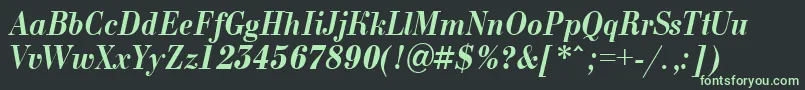 フォントBodoninovanrBolditalic – 黒い背景に緑の文字