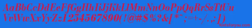 BodoninovanrBolditalic Font – Red Fonts on Blue Background