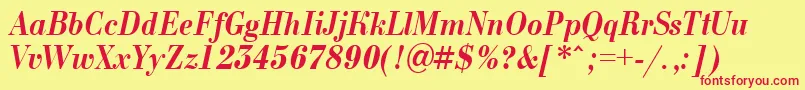 BodoninovanrBolditalic Font – Red Fonts on Yellow Background