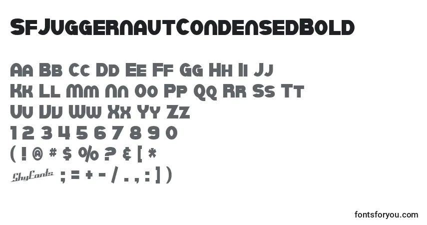 Schriftart SfJuggernautCondensedBold – Alphabet, Zahlen, spezielle Symbole
