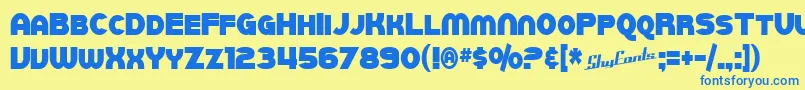 SfJuggernautCondensedBold Font – Blue Fonts on Yellow Background