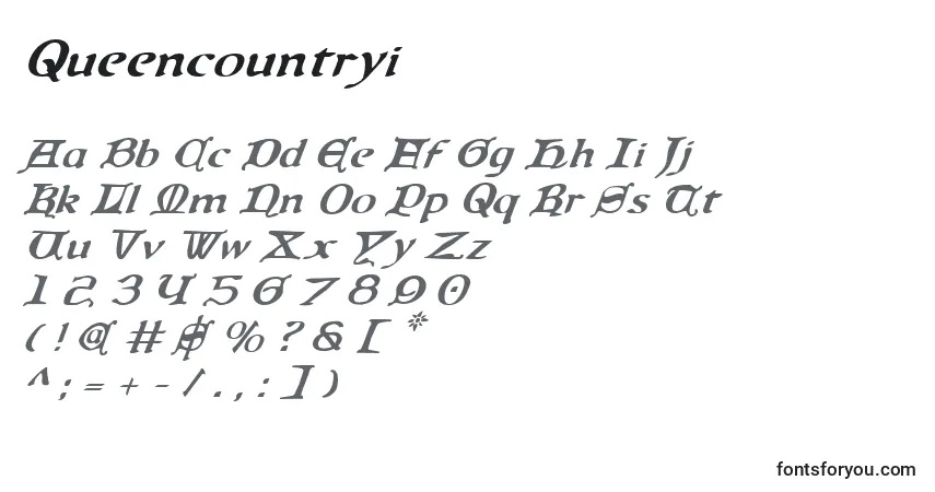Queencountryi-fontti – aakkoset, numerot, erikoismerkit