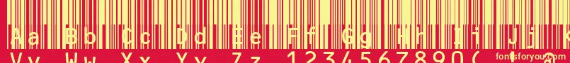 Mrvcode39extma-fontti – keltaiset fontit punaisella taustalla
