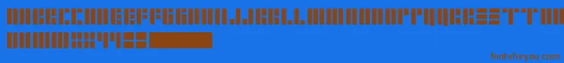 フォントCopperFour – 茶色の文字が青い背景にあります。