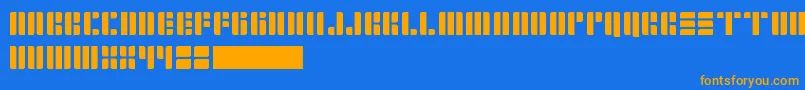 フォントCopperFour – オレンジ色の文字が青い背景にあります。