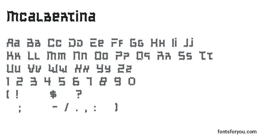 Schriftart Mcalbertina – Alphabet, Zahlen, spezielle Symbole