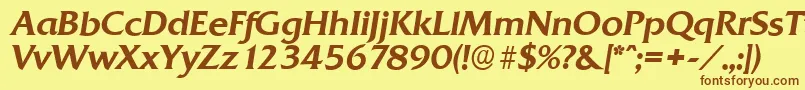 Fonte QuadratserialMediumItalic – fontes marrons em um fundo amarelo