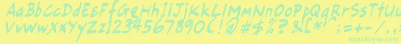 GortsFairHandRegular-Schriftart – Grüne Schriften auf gelbem Hintergrund