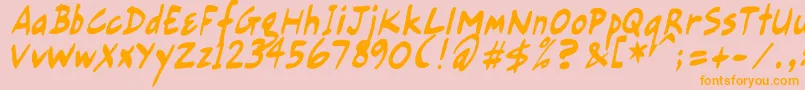 GortsFairHandRegular-Schriftart – Orangefarbene Schriften auf rosa Hintergrund