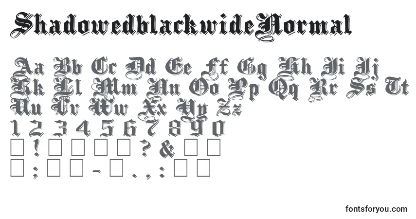 A fonte ShadowedblackwideNormal – alfabeto, números, caracteres especiais