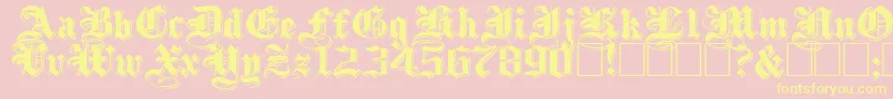 ShadowedblackwideNormal-Schriftart – Gelbe Schriften auf rosa Hintergrund