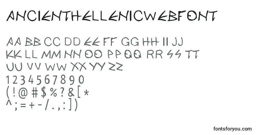 Шрифт AncienthellenicWebfont – алфавит, цифры, специальные символы