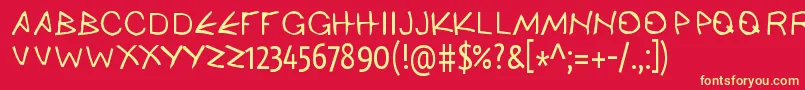 フォントAncienthellenicWebfont – 黄色の文字、赤い背景