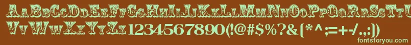 ClowningRegularTtnorm-Schriftart – Grüne Schriften auf braunem Hintergrund