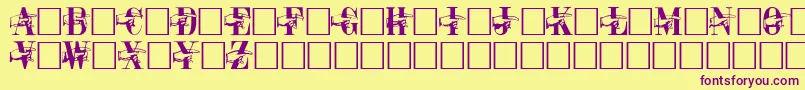 Czcionka PointerCapsRegular – fioletowe czcionki na żółtym tle