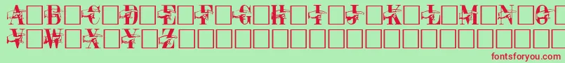 フォントPointerCapsRegular – 赤い文字の緑の背景