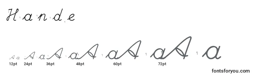 Größen der Schriftart Hande