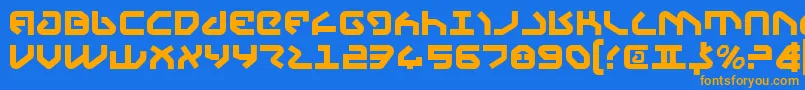 フォントYahren – オレンジ色の文字が青い背景にあります。